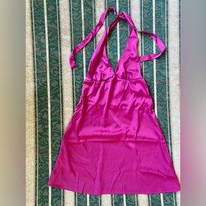NWT Fuchsia Halter Satin Dress